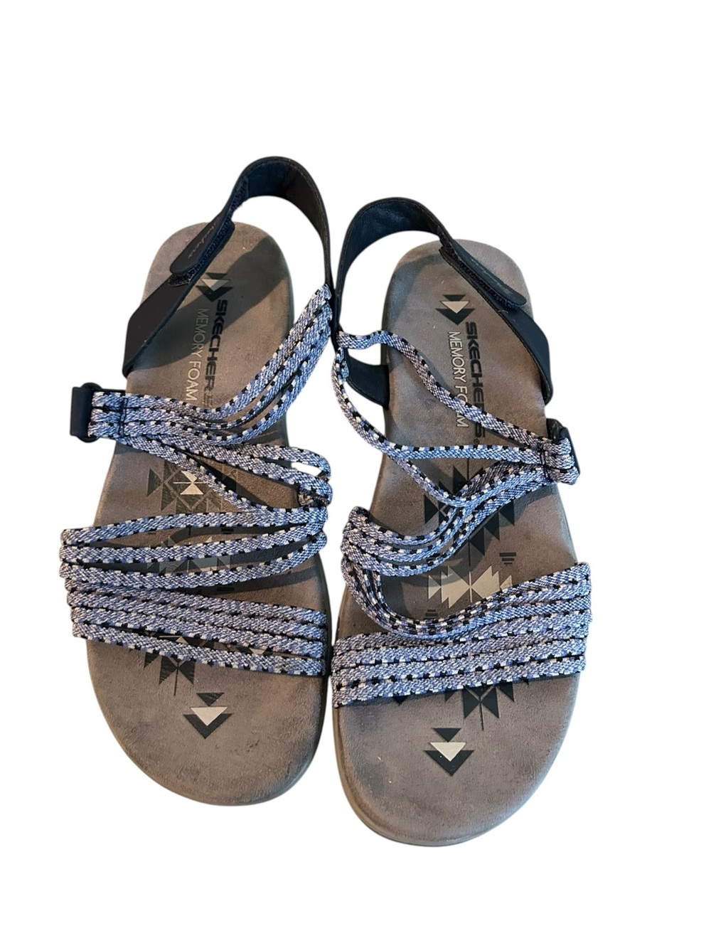 Skechers Women's Gray Multi-Strap Memory Foam Sandals size 9